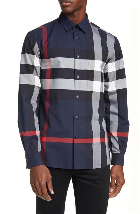 blue burberry button down original print mens shirt|burberry button up men's cheap.